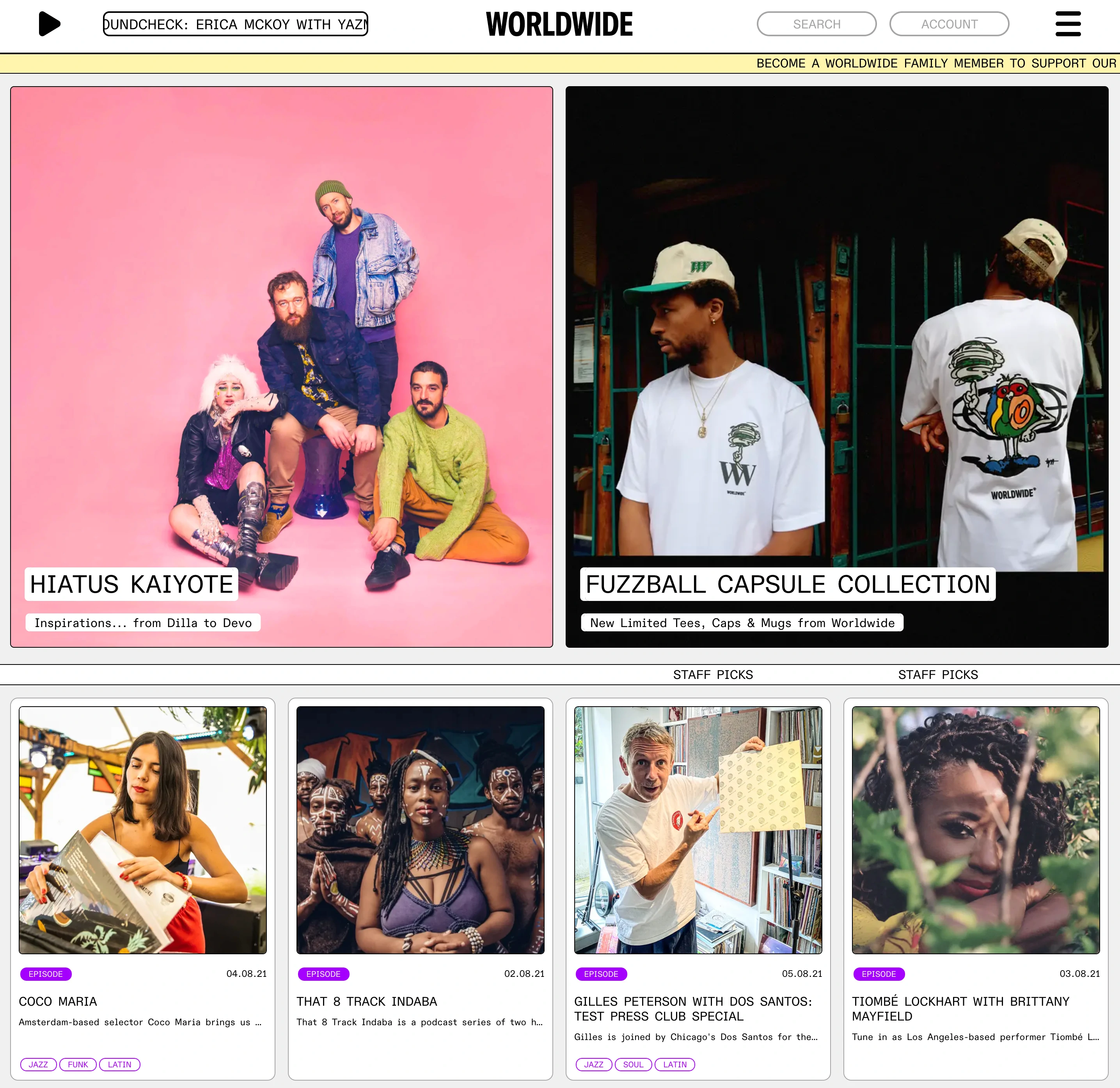 Screenshot of WWFM splash page